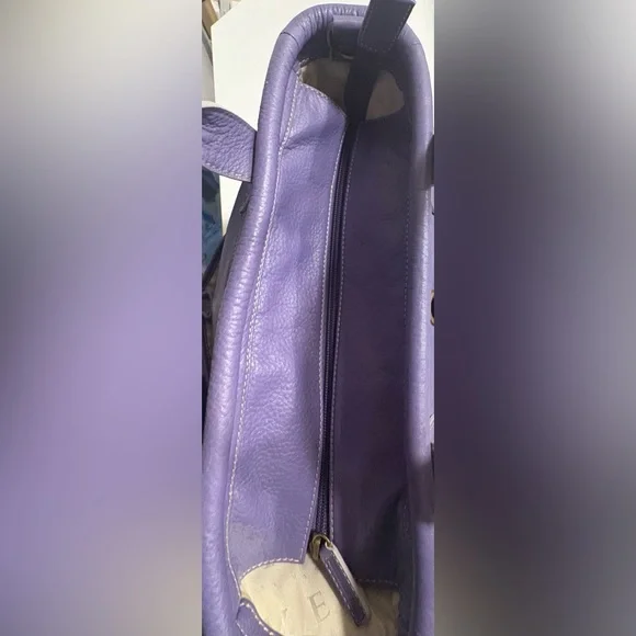 LEVENGER ST. TROPEZ DOUBLE POCKETS TWO WAY CROSSBODY BLUEish/  purple Tote EUC - Picture 14 of 14